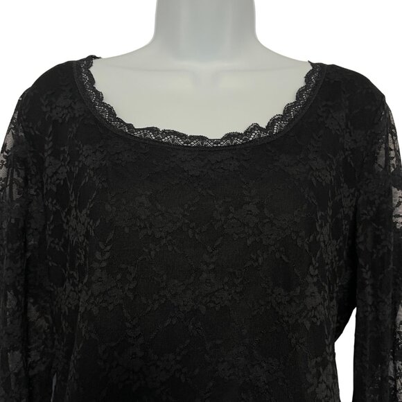 Madden NYC Lace Whimsigoth Crop Top Womens Size XXL Black Fairy Grunge Witchy - Picture 2 of 8